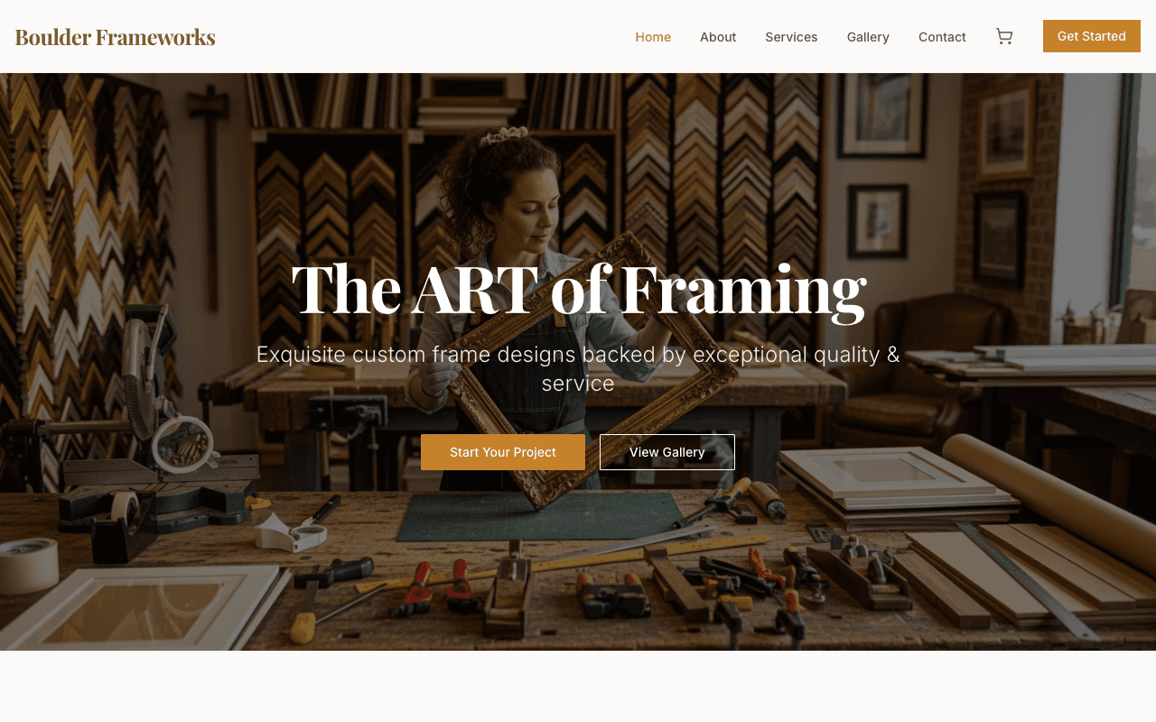 Boulder Frameworks website in Boulder, CO