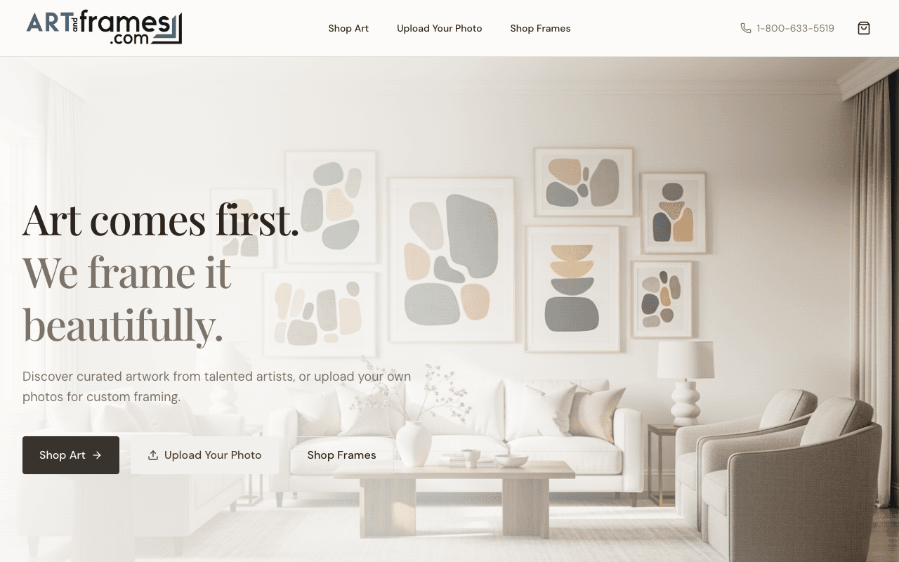 Art & Frames website in Carrollton, TX