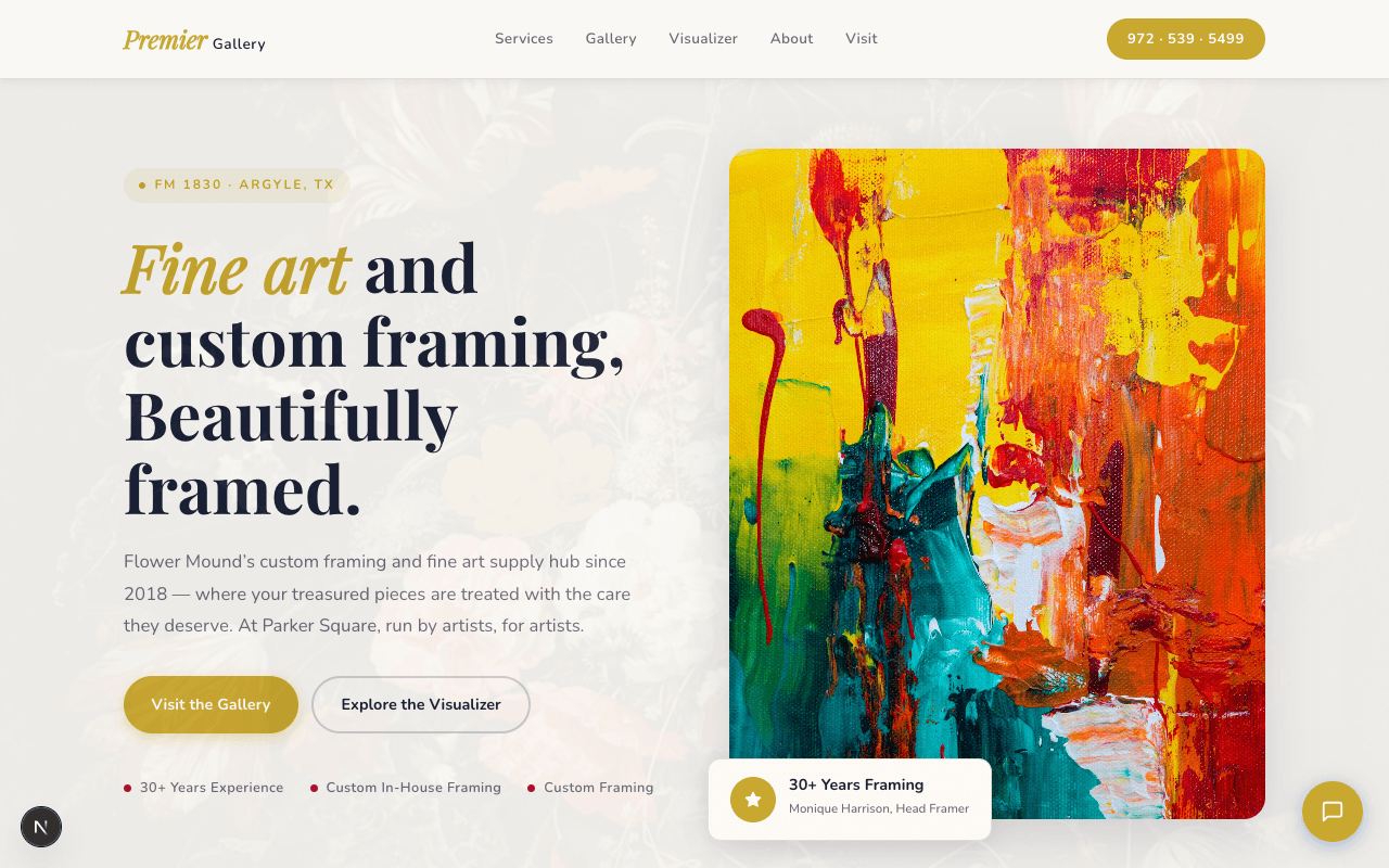 Premier Gallery website in Argyle, TX